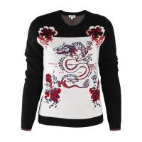 高田贤三(Kenzo)女款羊毛针织衫圆领长袖背部腾龙印花运动休闲套