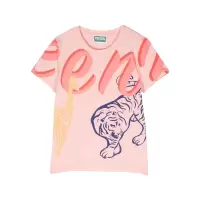 高田贤三(Kenzo)女孩圆领短袖棉95氨纶5运动卫衣套头衫女童休闲印