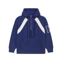 高田贤三(Kenzo)运动卫衣男款羊毛插肩袖复古毛毡贴片半拉链连帽