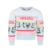 高田贤三(Kenzo)女孩运动卫衣套头衫女童徽标长袖毛衣老虎动物提