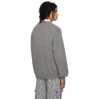 高田贤三(Kenzo)羊毛棉尼龙混纺圆领嵌花针织徽标长袖落肩设计运