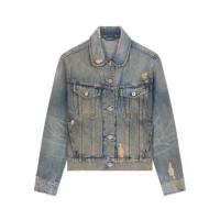 高田贤三(Kenzo)女士长袖牛仔外套休闲百搭翻盖口袋对比色明线外