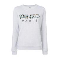 高田贤三(Kenzo)女运动套头衫灰色logo圆领长袖全棉舒适百搭配卫