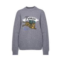 高田贤三(Kenzo)羊毛针织套衫男嵌花设计圆领休闲百搭运动卫衣外