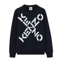 高田贤三(Kenzo)女运动卫衣黑色印花圆领棉涤纶混纺长袖休闲百搭