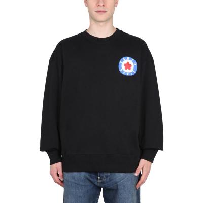高田贤三(Kenzo)男款黑色徽标圆领棉质卫衣落肩设计舒适百搭运动