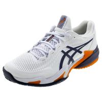 Asics男款专业网球鞋轻量缓震稳定支撑耐磨防滑白灰紫配色