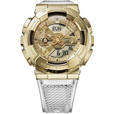 卡西欧(CASIO)新款G-SHOCK金属黄金冰川金系列不锈钢表圈透明表带时尚潮流防水运动男表 GM-110SG-9A