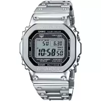 Casio 卡西欧 G-SHOCK系列 复古方块 小金砖光动能六局电波蓝牙运动手表 银色/GMW-B5000D-1JF