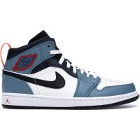 官方正品 Air Jordan 1号系列 耐克男鞋板鞋 白-黑-天蓝色-深黑曜石篮球鞋CU2802-100 缓震透气