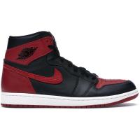 官方正品 Nike耐克男鞋 2022春季新款Air Jordan 1篮球鞋555088-001 轻便透气 黑-校园红色款