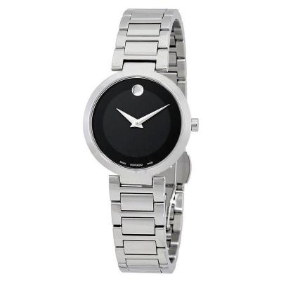 官方正品 摩凡陀(Movado)瑞士女表 钢带石英 简约蓝宝石黑盘小细针 时尚气质 防水手表 MV0607101