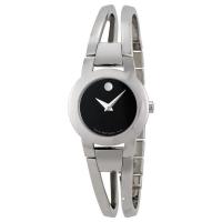 官方正品 摩凡陀(Movado)瑞士手表 钢带石英女表 精致黑色表盘 轻奢名表 Amorosa系列 MV0604759