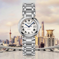 [官方正品]浪琴(LONGINES)瑞士手表 心月系列 自动机械女表钢带 0mm钢带蓝色镶钻L8.113.4.98.6