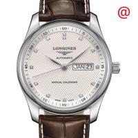 [官方正品]浪琴LONGINES 瑞士名表 名匠系列男士商务现代时尚钻石银色表盘自动机械手表 L2.910.4.77.3