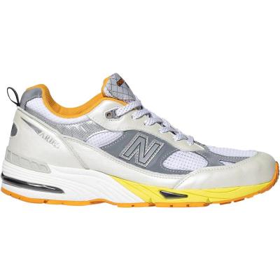 [官方正品]新百伦New Balance 991 MiE系列 男士户外运动时尚百搭跑步鞋 白色/灰色 /黄橙色