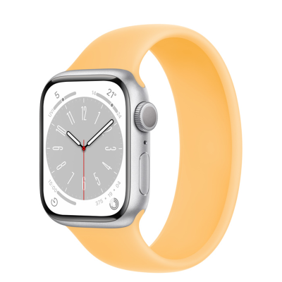 苹果(APPLE) Watch Series 8 银色铝金属表壳 单圈表带 GPS 智能手表