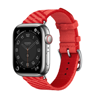 苹果(APPLE) Watch Series 8 银色表壳:Jumping爱马仕表带 GPS+蜂窝网络 智能手表