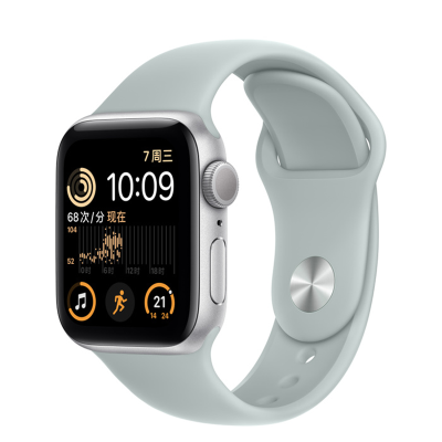 苹果(APPLE) Watch SE 银色铝金属表壳;运动型表带 GPS+蜂窝网络 智能手表