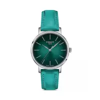 天梭(TISSOT)Everytime 绿色表盘皮革表带34毫米女式石英手表