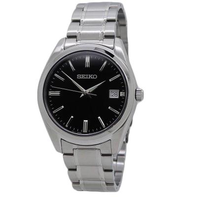 精工(SEIKO)男士classic 经典不锈钢黑色表盘经典时尚石英手表SUR311P1