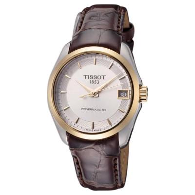 天梭(TISSOT) T-Classic Couturier女士皮革32毫米时尚百搭机械手表T0352072603100