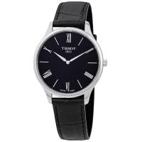 天梭(TISSOT) 男士Tradition 传统 5.5 皮革黑色表盘经典时尚石英手表 T0634091605800