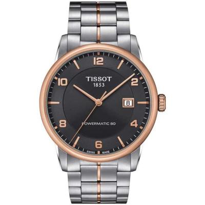 天梭(TISSOT) 男士豪华不锈钢正装机械手表玫瑰金 5N T0864072206700