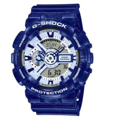 卡西欧(CASIO) G-Shock 闹钟世界时间石英模拟数字男士手表 GA110BWP-2A
