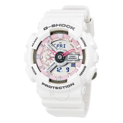 卡西欧(CASIO) G-Shock 时尚简约 休闲百搭白色树脂表带女士石英手表 GMAS110MP-7A