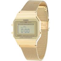 卡西欧(CASIO) 经典时尚 百搭简约 镀金不锈钢表带 石英手表小方表 A700WMG-9AVT