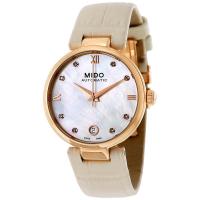 美度(Mido) 女式 Baroncelli II 经典时尚 日历皮革珍珠母表盘机械手表M0222073611611