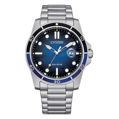 西铁城Citizen Marine 1810 系列 男士腕表官方正品 不锈钢蓝色表盘石英手表 100m防水 41.5mm