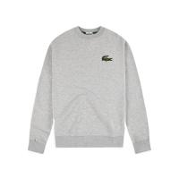 法国鳄鱼 LACOSTE 男士灰色鳄鱼纹圆领衫 卫衣 舒适透气秋冬新款 专柜全球购