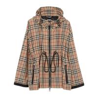 BURBERRY 博柏利 女士格纹连帽夹克 档案米色 时尚潮流轻奢精致女士上衣 专柜美国代购