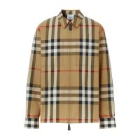 BURBERRY 博柏利 男子格纹大廓形衬衫式夹克 珍珠母贝 双向拉链 外套意大利棉质面料全球购专柜