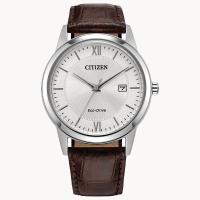 Citizen 西铁城 男士复古手表Classic 经典简约腕表日期显示皮革表带 AW1780-25A