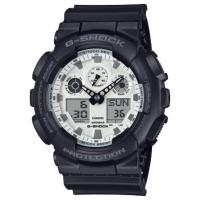 CASIO 卡西欧 G-SHOCK 男表 GA-100系列时尚百搭双显白盘树脂表带防震防磁200米防水表