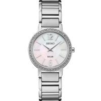 SEIKO 精工 女表 Crystal系列时尚商务轻奢珍珠贝母盘光动能 时尚休闲腕表 送女友 SUP467