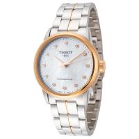 TISSOT 天梭 Luxury 女士正品简约时尚休闲水晶镶钻贝母盘手表 33mm T0862072211600