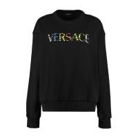 范思哲(Versace)女士标志贴片套头卫衣 圆领字母标志贴片设计 罗纹轮廓常规版型