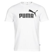 彪马(Puma)纯棉男装运动T恤简约百搭休闲潮牌LOGO印花白色圆领短