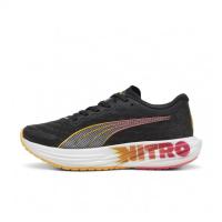 彪马(Puma)女款跑步鞋超轻缓震系带运动鞋2024新款黑橙撞色合成纤