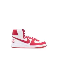 耐克(NIKE)高帮跑鞋白色大学红皮革拼接橡胶底运动鞋