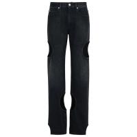 Off-White女款黑色牛仔裤五口袋设计时尚圆孔装饰舒适透气