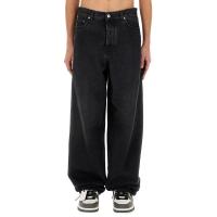 Off-White宽松直筒黑牛仔裤男中腰五袋设计弹力舒适休闲百搭男装