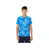 Asics男女款AIM速干印花半袖运动T恤透气跑步训练衫