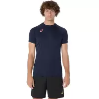 Asics运动排球速干背印男式短袖T恤透气训练比赛服