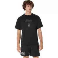 Asics运动透气速干男式宽松短袖篮球训练T恤Performance黑