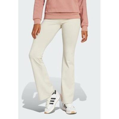 Adidas高弹棉感运动裤女宽松 flared 喇叭裤健身训练束脚长裤黑白色